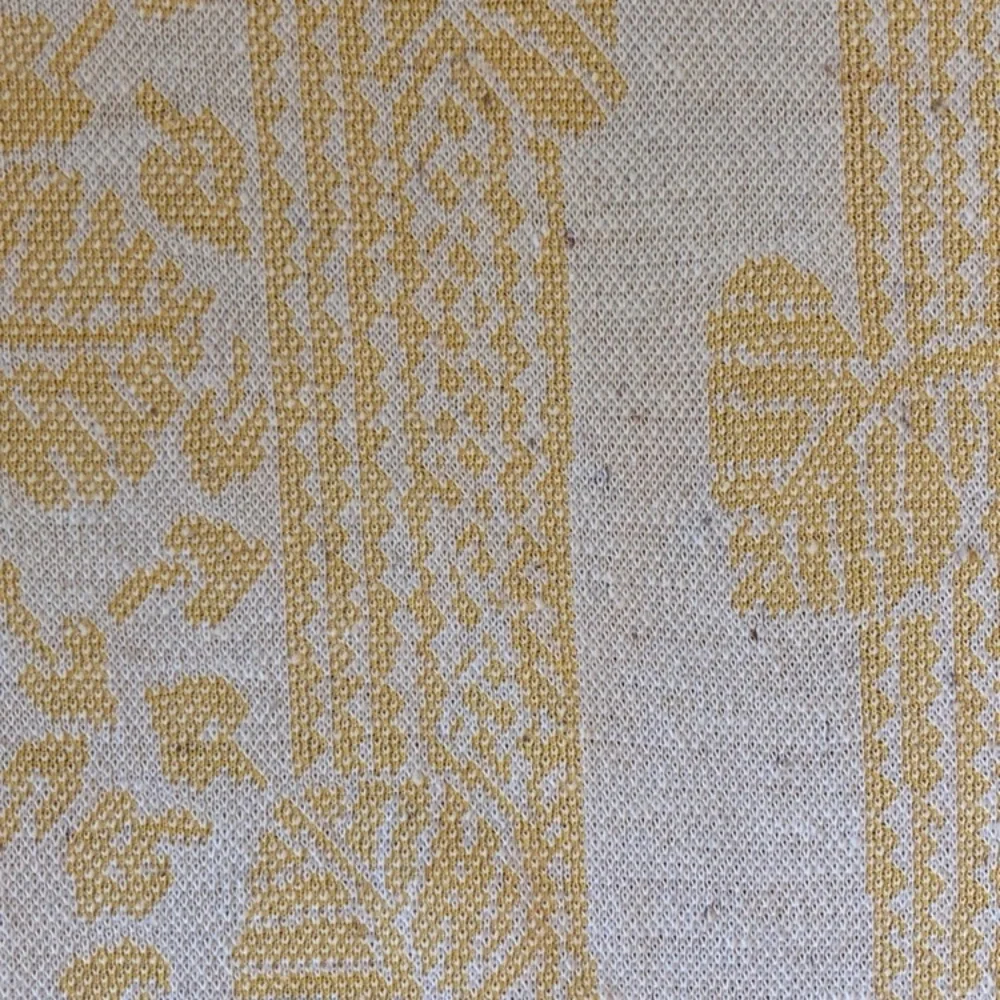 70s polyester knit fabric remnant, yellow, double knit